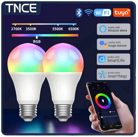 Multi-Colored LED Smart Lightbulb (2Pack)